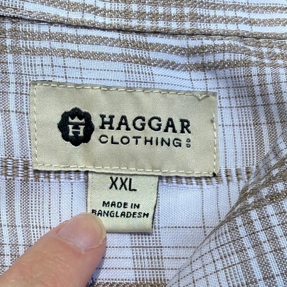 Haggar Casual Button Down Shirts Plaid Men’s XXL Set of 2 - Picture 3 of 3